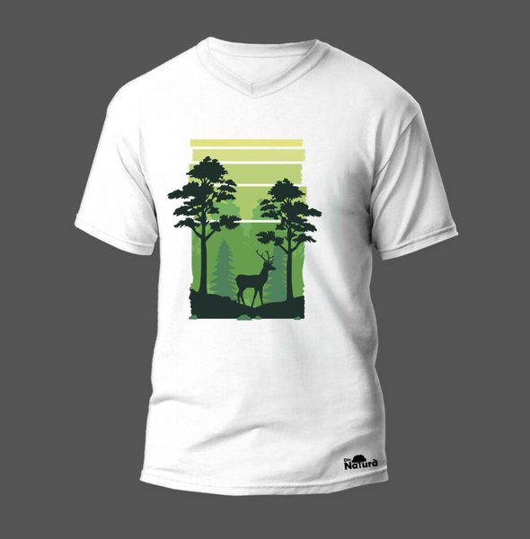 Tricou alb Deer in a forest