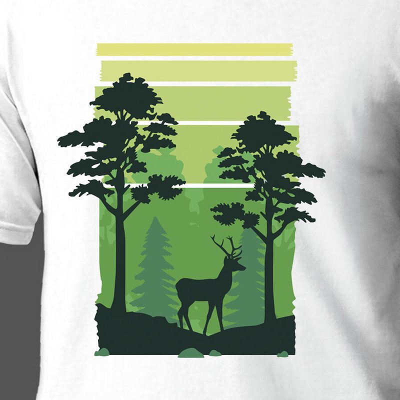 Tricou alb Deer in a forest